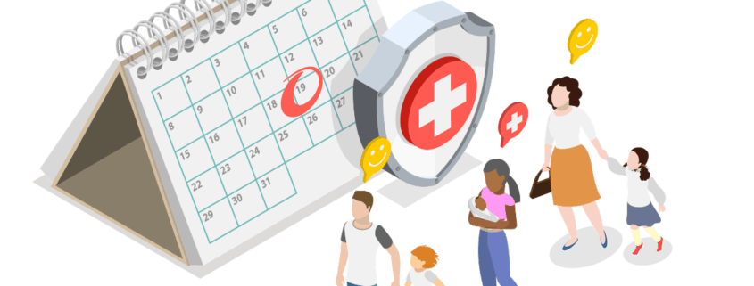 A childhood vaccination schedule